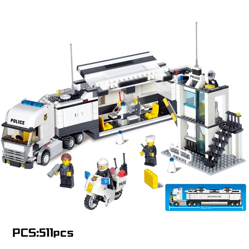 

511PCS City Police Series Building Blocks Street Police Station Truck Motorcyle Bricks With Figures Legoings Toys For Children