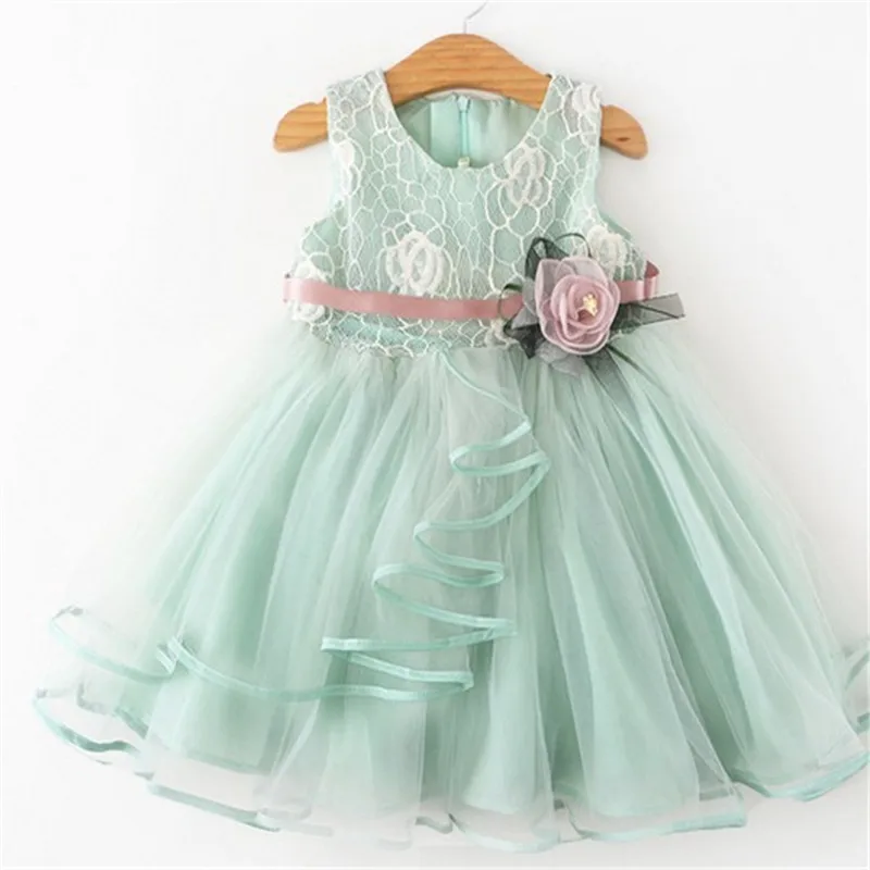 Новинка года; кружевное платье для маленьких девочек; платья принцессы без рукавов для маленьких девочек; Vestido; платье для дня рождения; От 6 месяцев до 5 лет - Цвет: Зеленый