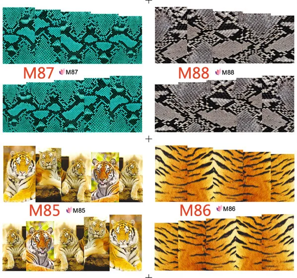 30 шт/3 листа 8 типов Тигры и Змеи 3D наклейки для ногтей водные дизайны наклейки для ногтей наклейки для макияжа водные тату Маникюр Инструмент