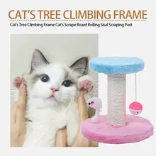 Cat's Tree Climbing Frame Cat's Scrape Board Training Toy Rolling Sisal Scraping Post Column Rack With Fake Rat