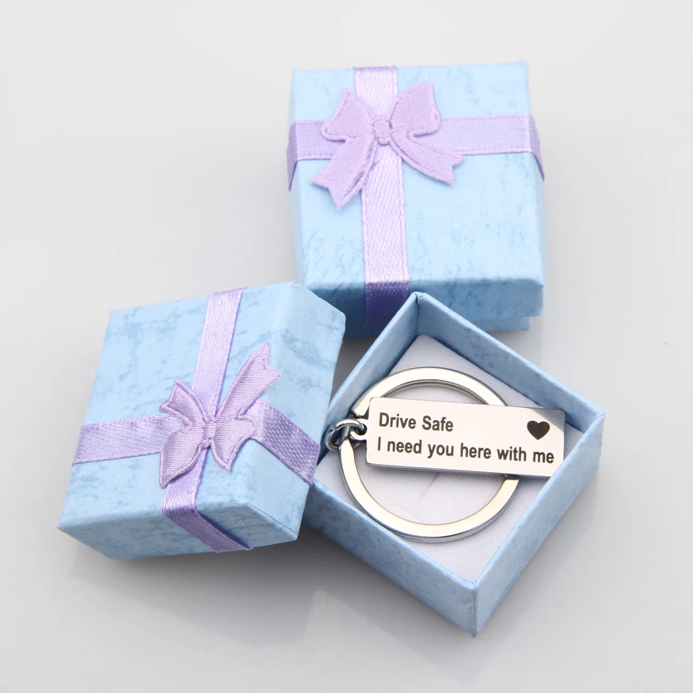 

USPS Engraved Drive Safe Keychain I need You Here Keyring with Gift Box for New Driver Husband Boyfriend Gift