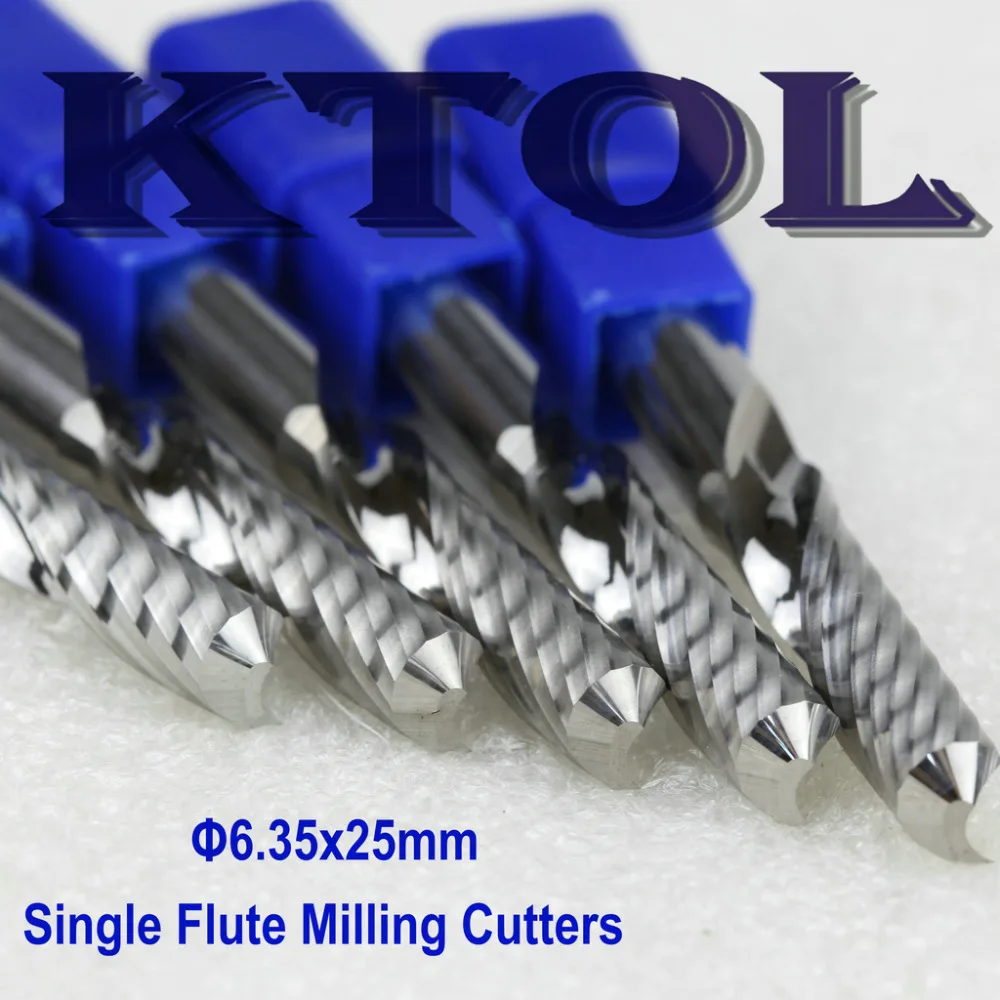 6.35x25mm 1 Flute Flat End Mill Milling Machine Bits Router Woodworking