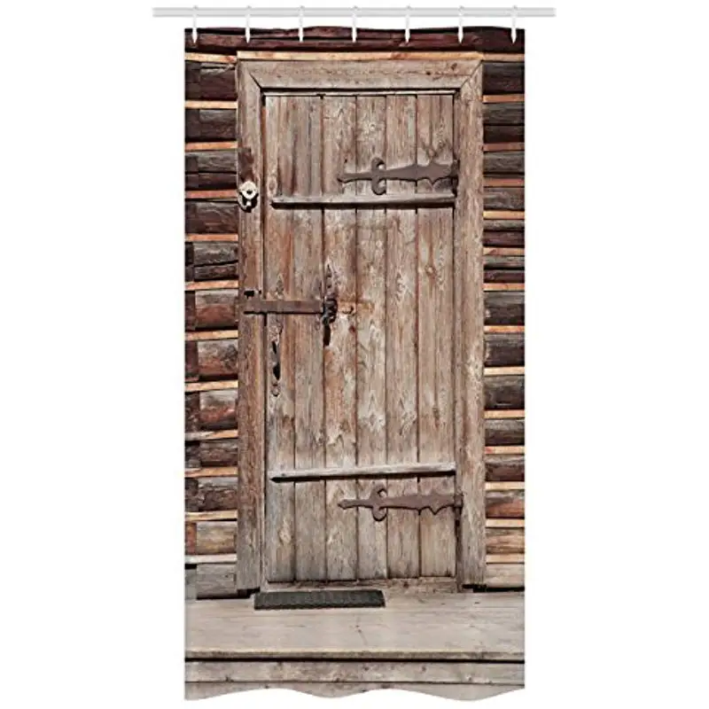 Kopen Vixm Rustieke Kraam Douchegordijn Timber Rustieke Deur in Muur van Een Oude Log House Oude Verlaten Building Entree Gate gordijn