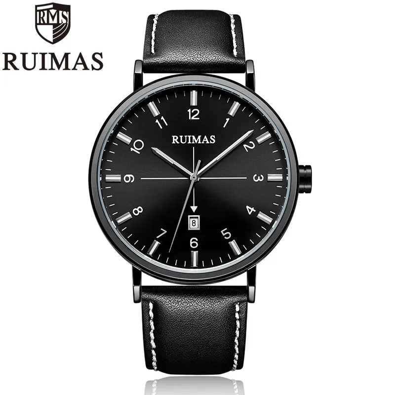 

Ruimas Men Fashion Genuine Leather Strap Watch Business Watches Male Clock Wristwatches Erkek Kol Saati