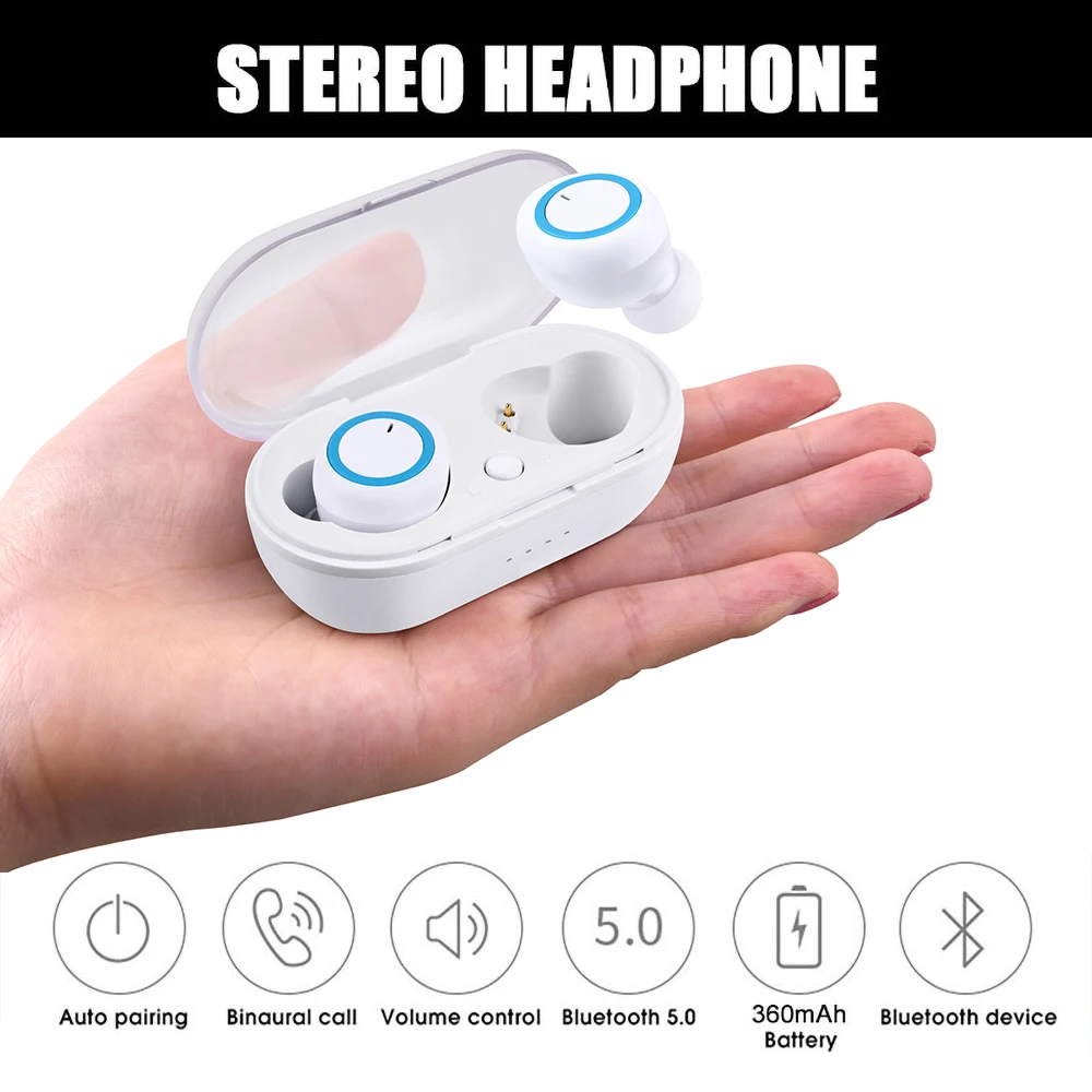 

Bluetooth 5.0 Mini M2 TWS Earphone Wireless Bass Headset with Mic Charging Box Earbuds for Huawei iOS Android