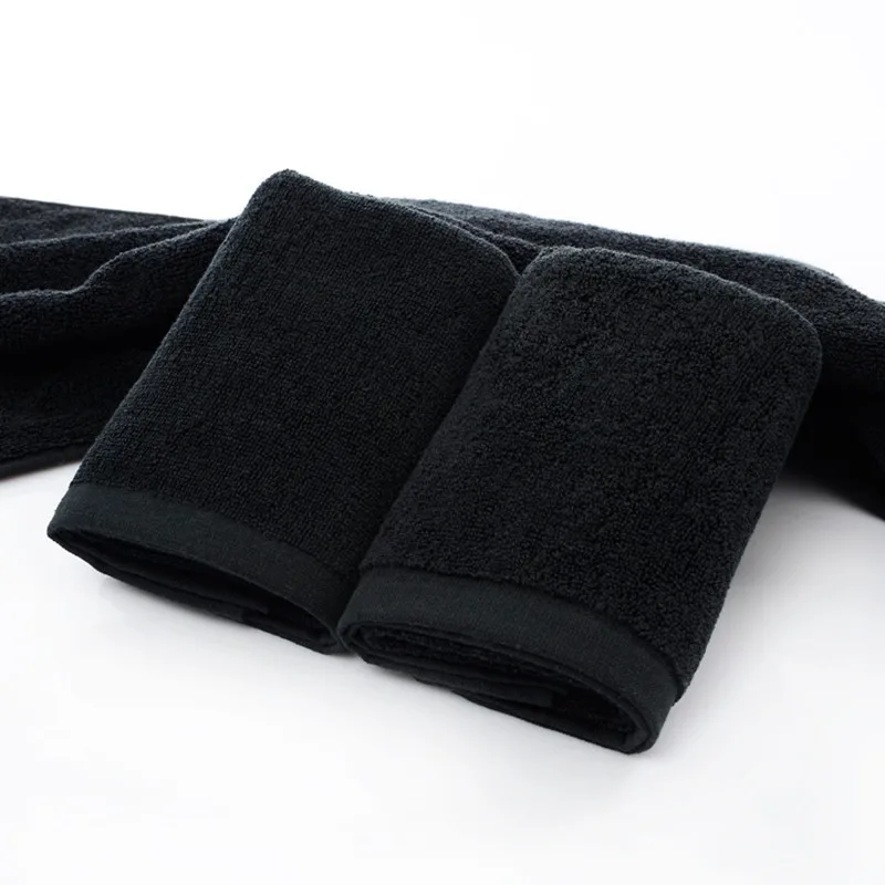 Однотонное черное полотенце s Хлопковое полотенце для лица отель ванная комната салон красоты домашний сушка мягкая мочалка для женщин взрослых привлекательная 35*75 см