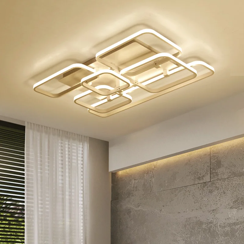 Marrón moderno LED techo Control remoto Lamparas Led Plafond lámpara para salón dormitorio acrílico cuadrada AC220V