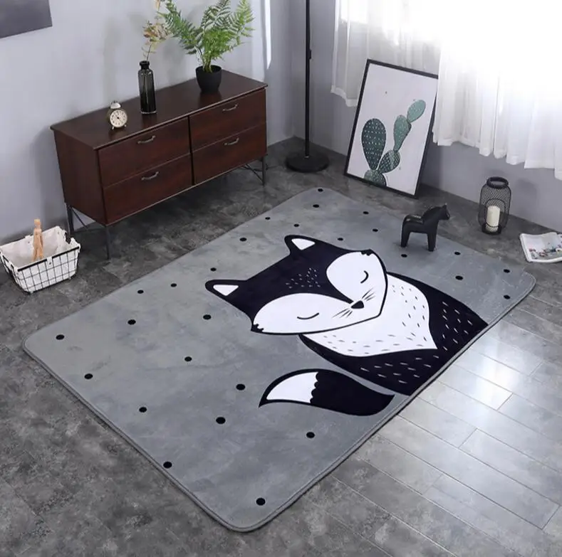 150*200CM Nordic Large Super Soft Flannel Abstract drawed Animal Carpet baby crawling pad thicken play mat Non-slip rug blanket
