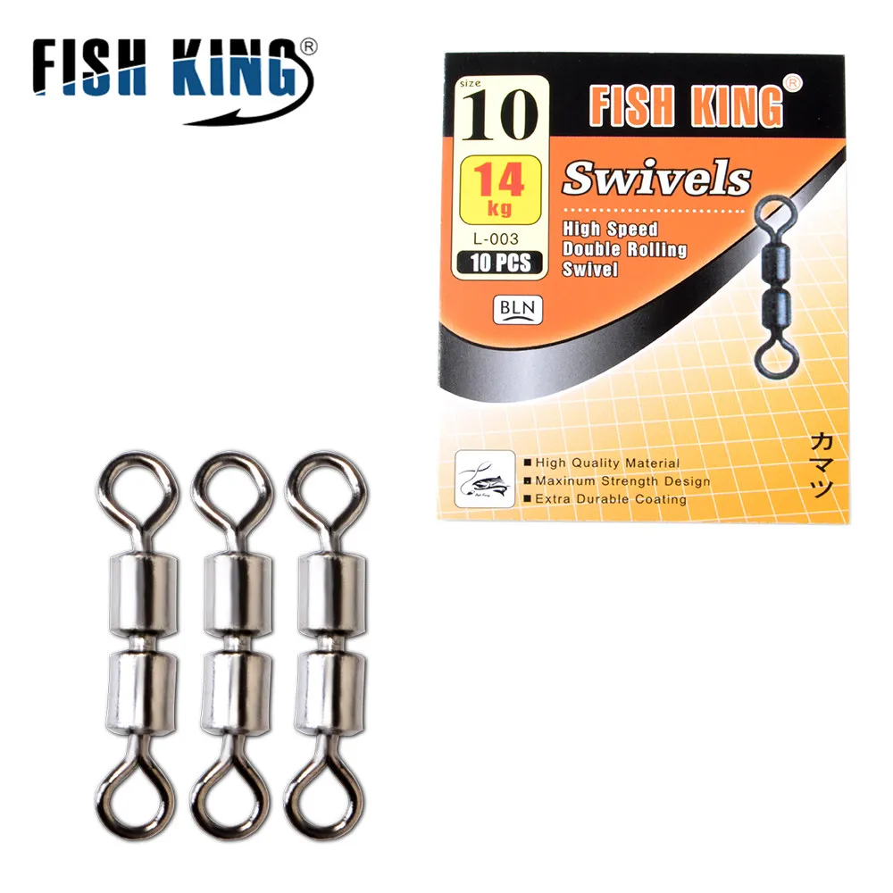 

FISH KING 1 Pack Barrel Bearing Rolling Swivel Solid Ring Fishing Swivels Hook Connector Ocean Boat Rig Sea Carp Fishing Tackle