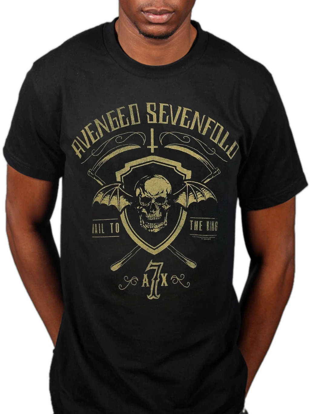 Официальная футболка с надписью Avenged Sevenfold Shield And Sickle A7X из 100% хлопка изображением