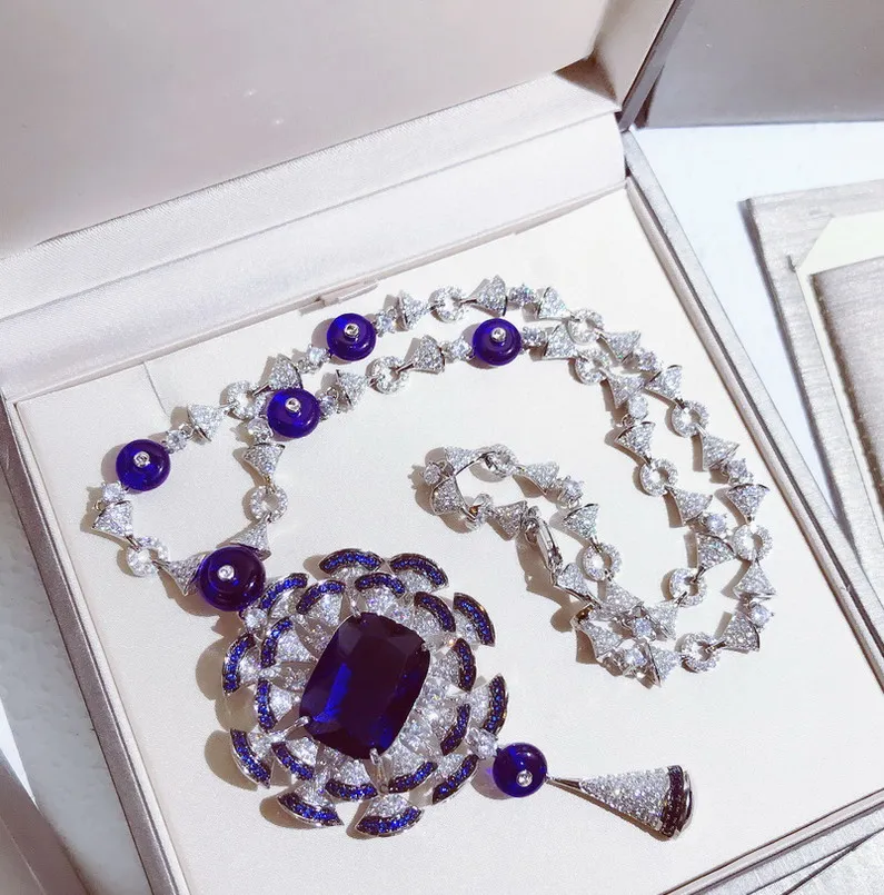 

3A cubic Zircon crystal stone geometric necklace designer dinner party jewelry female bijoux for women