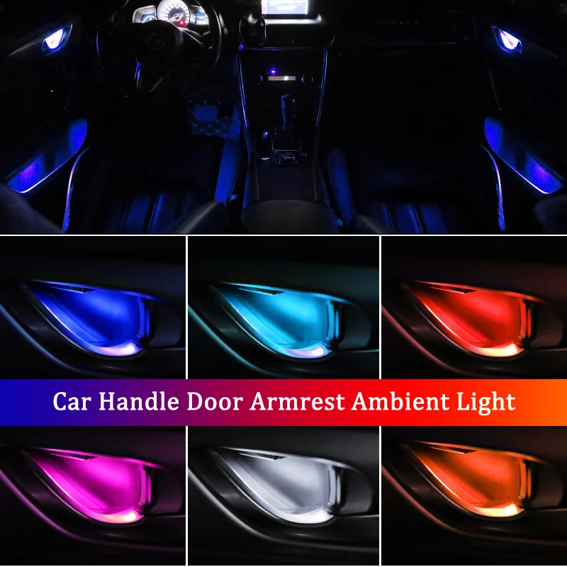 

4Pcs For Nissan Sentra Altima Qashqai Xtrail Versa LED Inner Bowl Light Armrest Interior Door Handle Lighting Handrail Lights
