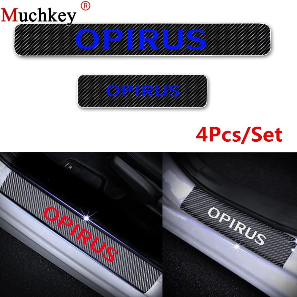 

Car Door Sill Scuff Plate 4D Carbon Fiber Vinyl Decoration Stickers For Kia OPIRUS Car Welcome Pedal Door Threshold Plate 4Pcs