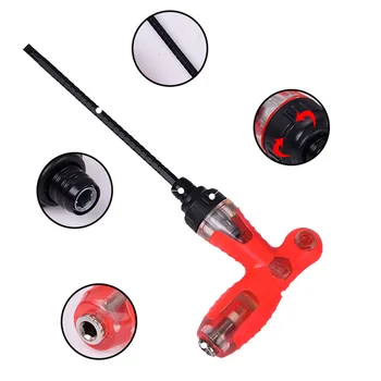 

T Handle Screwdriver Adjustable Telescopic Ratchet Magnetic Repair Hand Tools Dual Purpose Scalable Screwdrivers Random Color