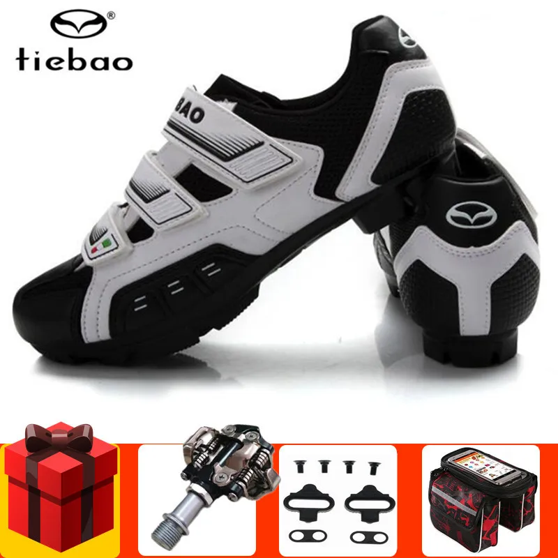 Tiebao ciclismo zapatos 2018 blanco deportes al aire libre de bicicleta de montaña MTB la bici de bloqueo Zapatos de los hombres zapatillas de deporte de las mujeres