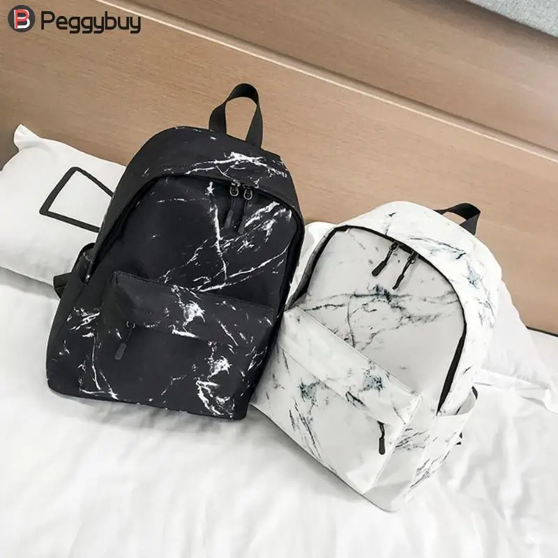 Buy Fashion Unisex Backpack Women Men Canvas Backpack for Teen Girl Bags Casual Marbling Backpack Female Rucksack School Bag Mochila