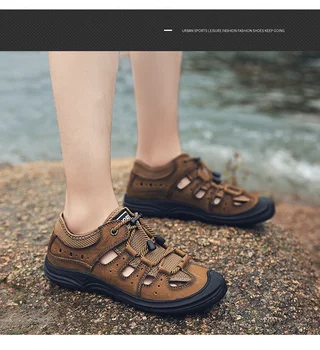 

Free shipping,Brand new summer men genuine Leather shoes.quality outdoor rubber shoes.fashion Non-slip casual shoes.