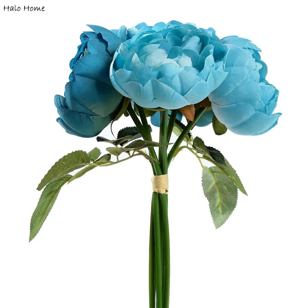 1 Bunch Blue Rose Silk Artificial Flower For Garden Festival