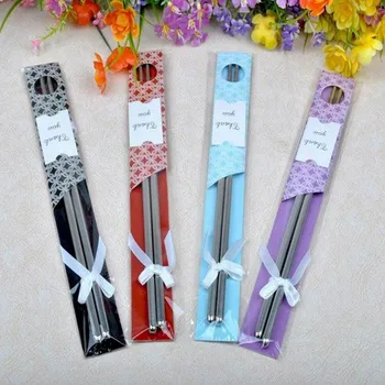 

free DHL 100 pairs/lot wedding gift souvenirs of stainless steel chopstick sets favors, party return gifts for guest