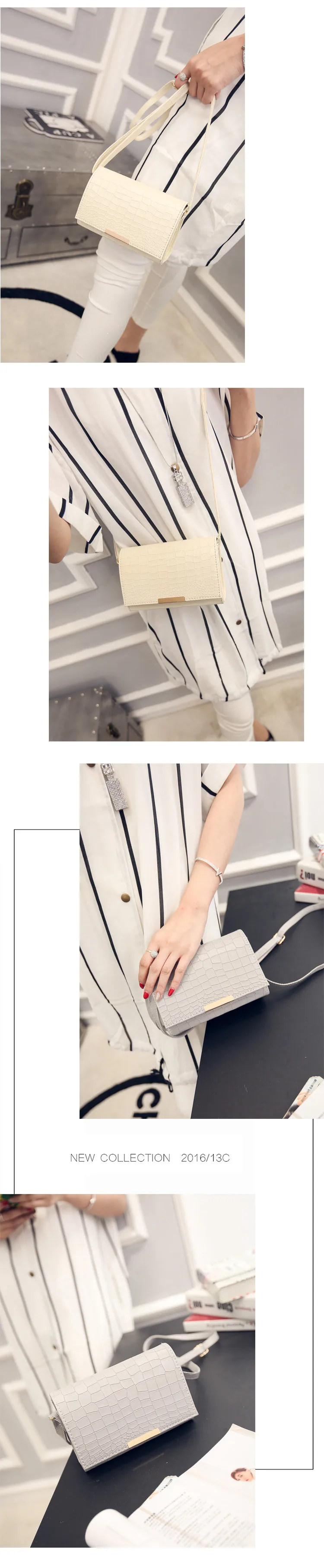 3 2016 Korean version tide new handbags mini shoulder messenger packages crocodile pattern ladies simple small cross-package