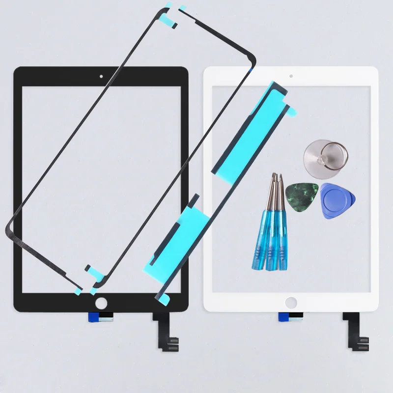 

100% tested For ipad 6 6th air 2 touch screen glass with flex cable A1567 A1566 Free Tools with adhesive