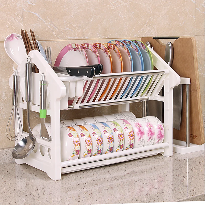 

Plastic Dish Rack Dish Drain Rack Cupboard Kitchen Rack Drawer Type Household Tableware Storage Box Drain Drying Plate