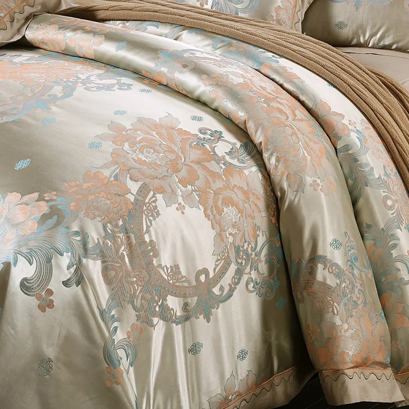 Golden camel silk bedding set 4pcs wedding bed cover silk bed set 60s