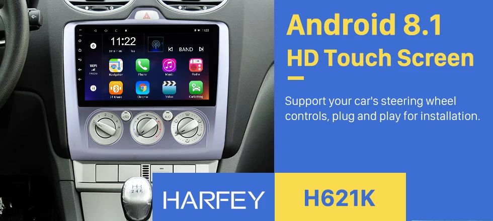 Sale Harfey 2Din Android 6.0/8.1 9" Car Radio For ford focus EXI MT 2 3 Mk2/Mk3 2004-2011 GPS Navi Multimedia Player Bluetooth 1