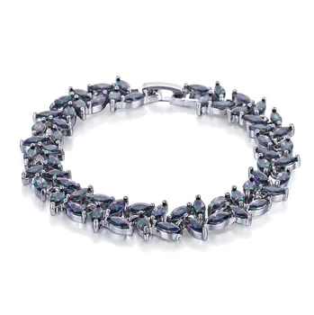 

Jewelry AB Color Zircon Bracelet European and American Fashion Copper Plated White Gold Bracelet