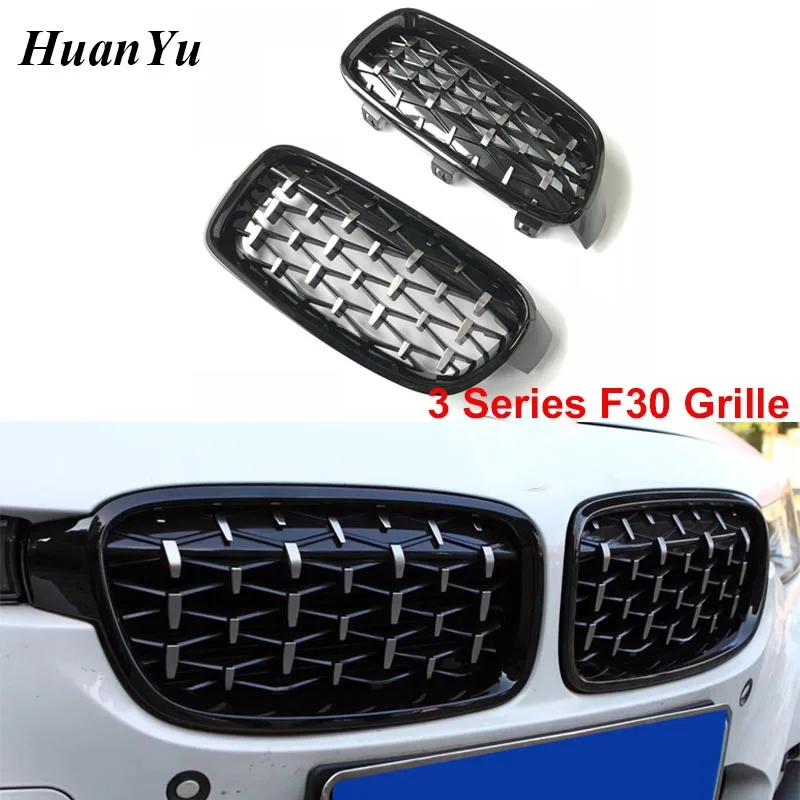 

New Diamond Kidney Grille for BMW F30 F35 3 Series Black Silver Replacement Front Bumper Racing Grills 2012+ 325i 328i