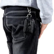 Модная мужская Ключница на двойной молнии, автомобильный кошелек для ключей, натуральная кожа, крокодиловый узор, держатели, Аллигатор, сумка для ключей