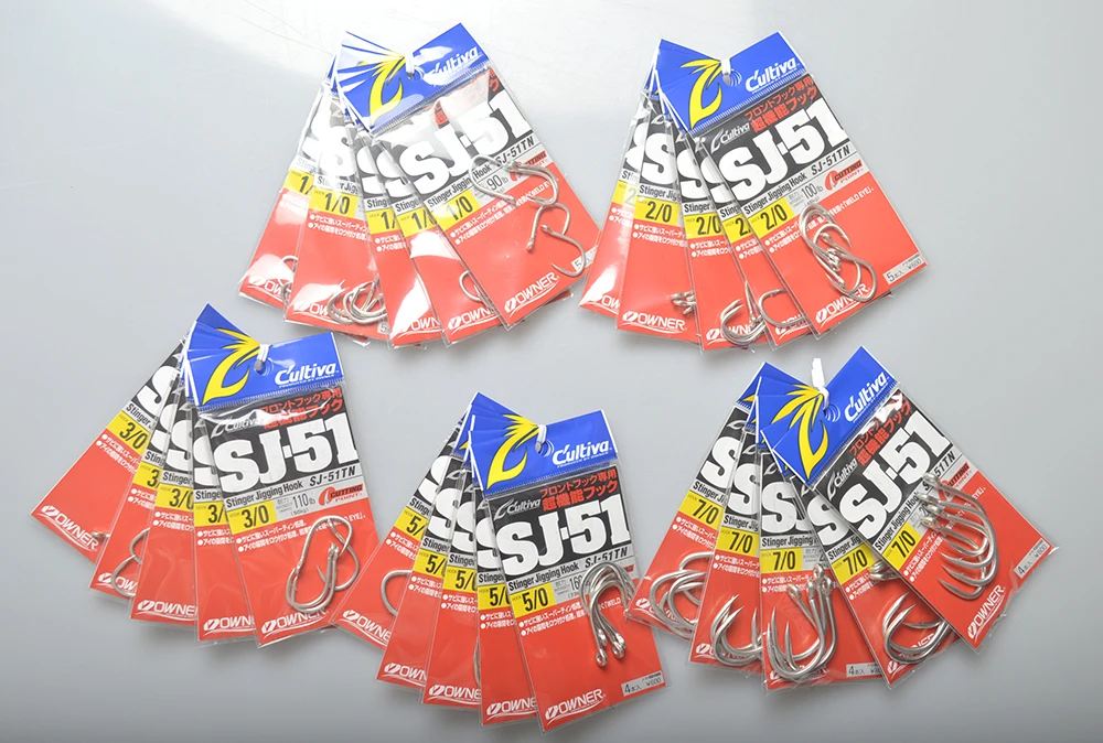 

High quality 4/5 pcs/pack OWNER SJ-51 High Carbon Steel Fishing Hooks Made in Japan with 5 different size #1 #2 #3 #5 #7