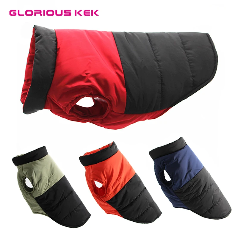

GLORIOUS KEK Waterproof Dog Clothes Winter Reversible Warm Pet Dog Coat Outdoor Vest Padded Jacket for Small Large Dogs XS-3XL