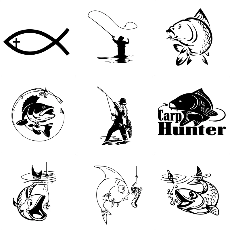 Funny Fish Fisherman Decal Sticker Truck Car Window Boat Stickers Decal Q