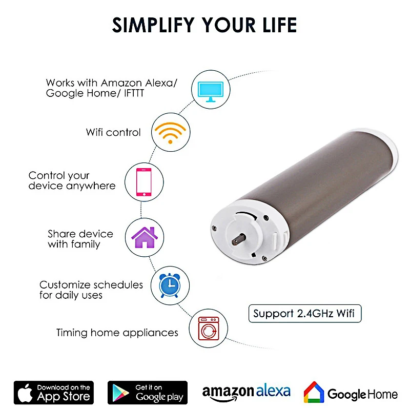 WIFI Electric Curtain Motor, Tuya smart life app /Remote Control vioce control via alexa echo and Google home for smart home