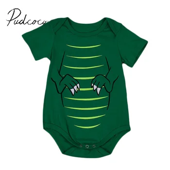 

2017 short sleeve o-neck pullover summer Newborn Infant Baby Boys Animal dinosaur Paw Print Romper Summer Cotton Clothes 3-24M