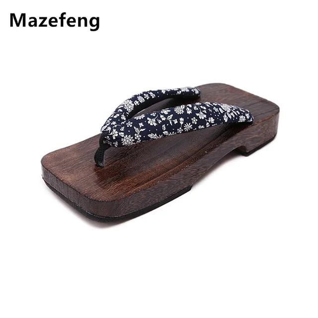 Zomer Mannen Schoenen Platform Hout Geta Mannelijke Print Mode OkwiTZXuP