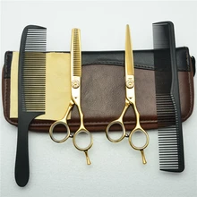 4 шт. набор 5,5 ''6'' индивидуальный логотип профессиональные человеческие волосы Парикмахерские ножницы резка Ножницы+ Истончение+ расческа C1020