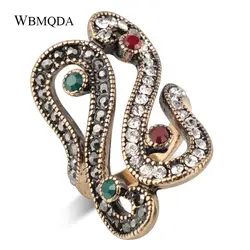 Wbmqda Уникальные антикварные кольца для женщин Мозаичный Кристалл золотого цвета винтажное свадебное кольцо ювелирные изделия в стиле
