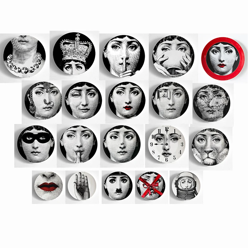 9 шт. rosenthal Piero Fornasetti декоративные тарелки блюда 8 дюймов Fornasetti лицо декоративные настенные тарелки для Висячий фарфор тарелки