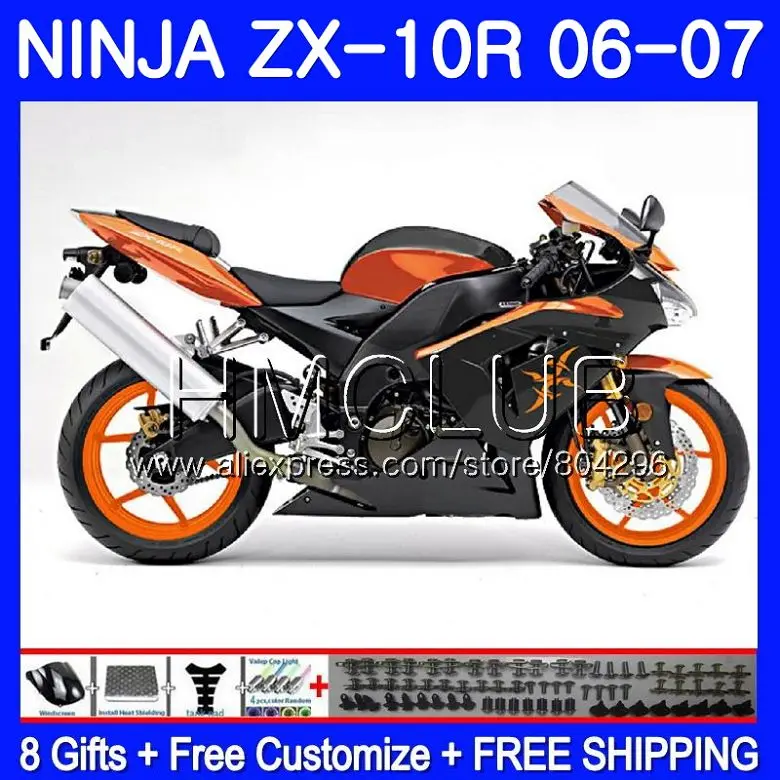 

New orange Bodywork For KAWASAKI NINJA ZX1000C ZX10R 06 07 23HM.5 ZX1000 C ZX 10 R ZX-10R 06 07 ZX 10R 2006 2007 Fairing kit
