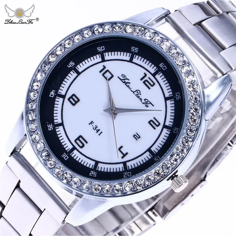 

Stylish Business Silver Diamond Dial Digital Stainless Steel Bracelet Women's Luxury Quartz Watch Horloges Vrouwen Hodinky N120