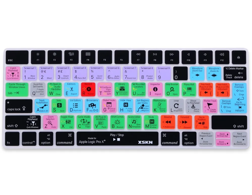 XSKN для Apple Magic Keyboard Logic Pro X ярлык силиконовая клавиатура кожного покрытия, функциональные горячие клавиши Защитная крышка наклейка