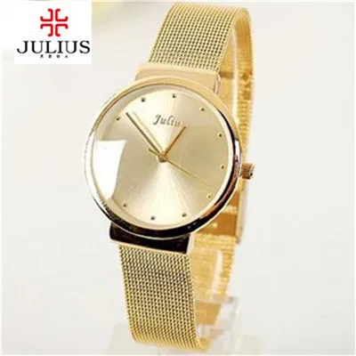 

2017 Julius Lover Elegant Fashion Ultra Thin Wrist Watch Full Stainless Steel Quartz Watches 30m waterproof