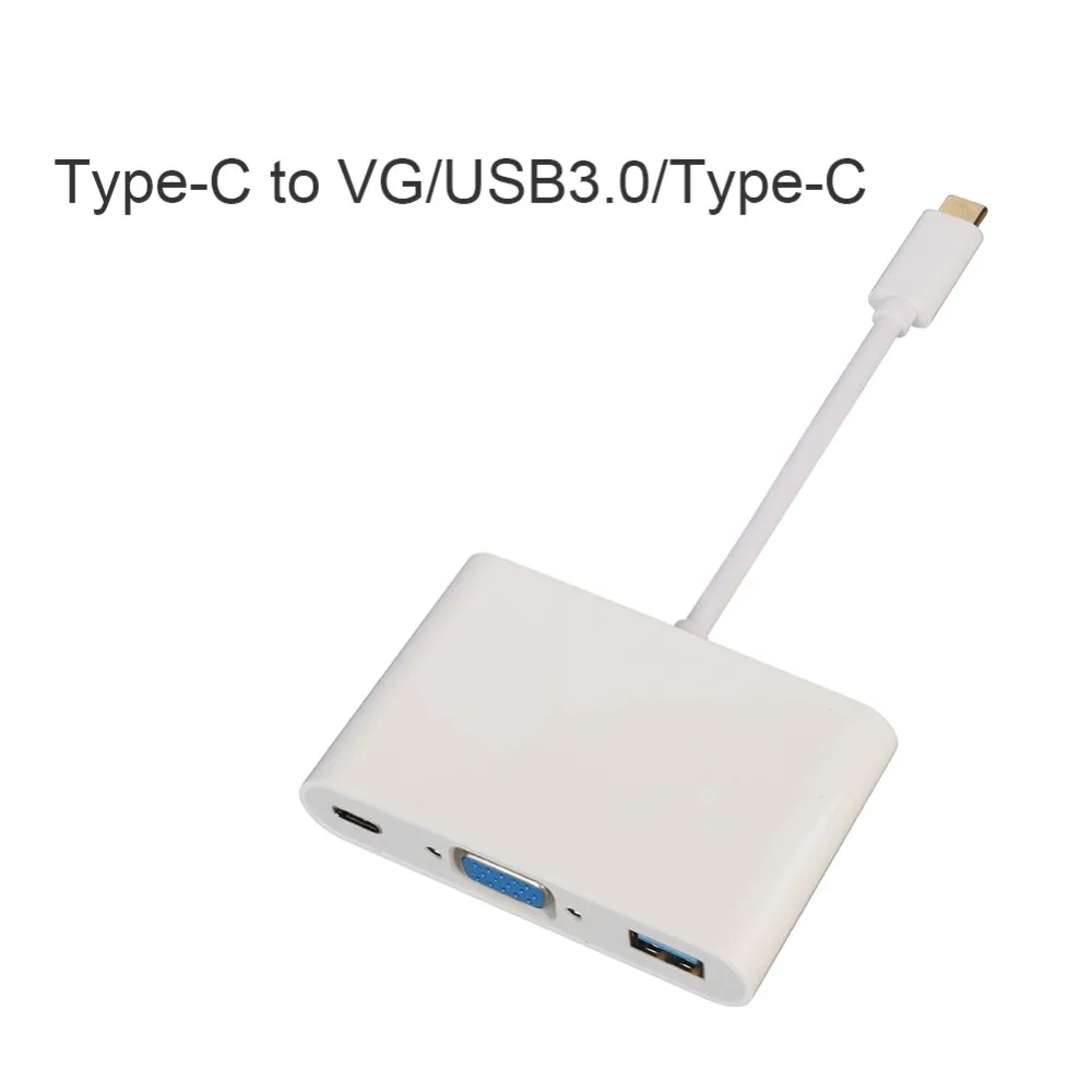 3-в-1 многопортовый Тип usb с разъемами типа C и VGA адаптер Тип usb C видео конвертер Кабель VGA Женский/USB 3,0 центр данных/USB док-станция с usb