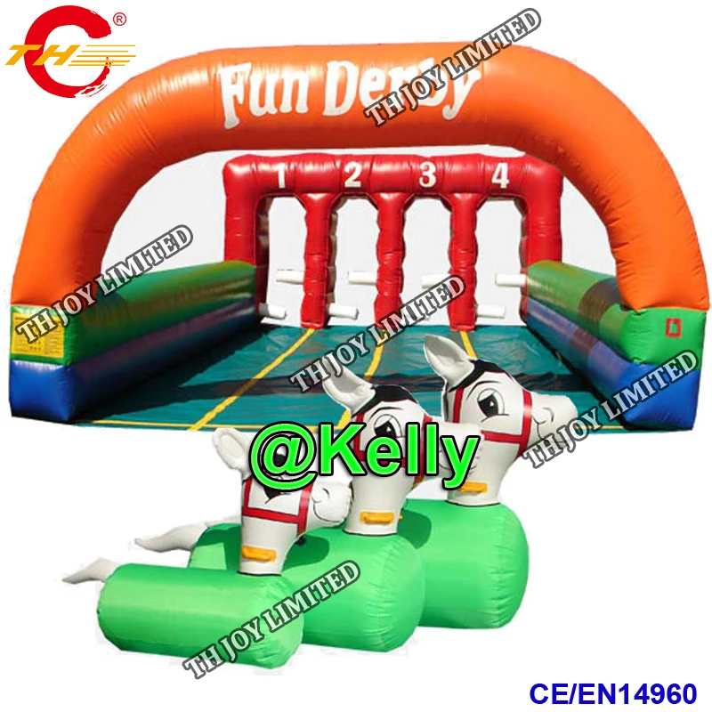 free door shipping funny inflatable deby horse racing toy, ride on