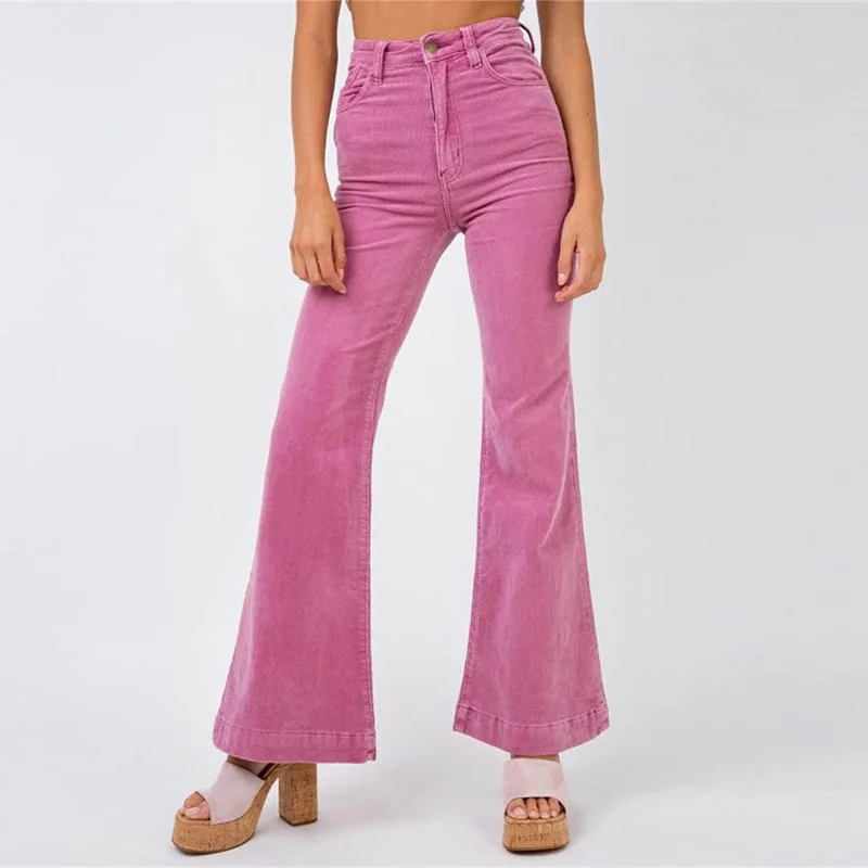 high waisted pink corduroy pants
