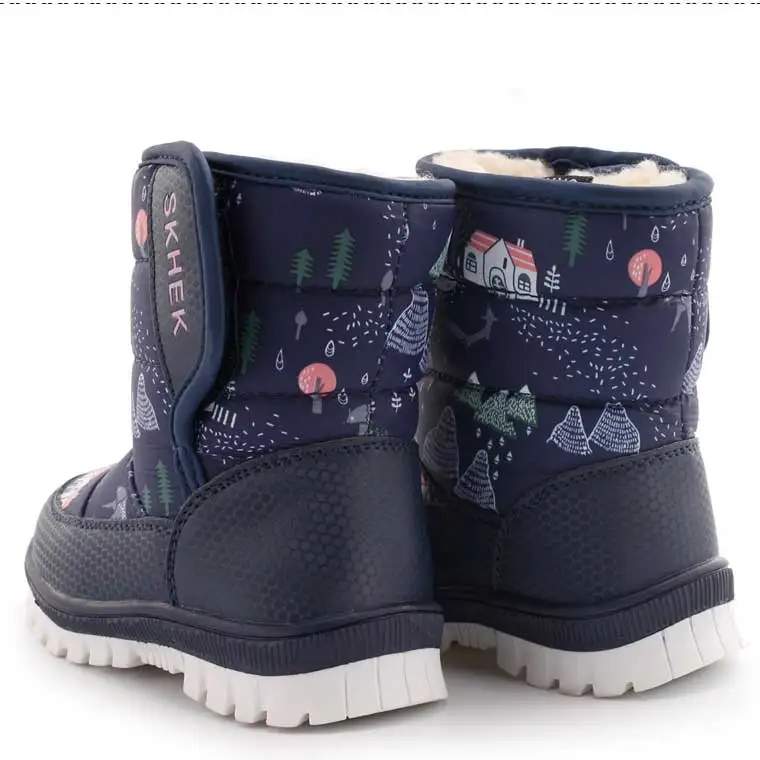 SKHEK/ботинки для девочек; детская обувь; зимние детские ботинки с круглым носком на плоской подошве; детские резиновые ботинки унисекс; два цвета