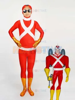 

Lycra Spandex Adam Costume Red and Gold Fullbody Adam Strange Superhero Costume halloween cosplay suit hot sale