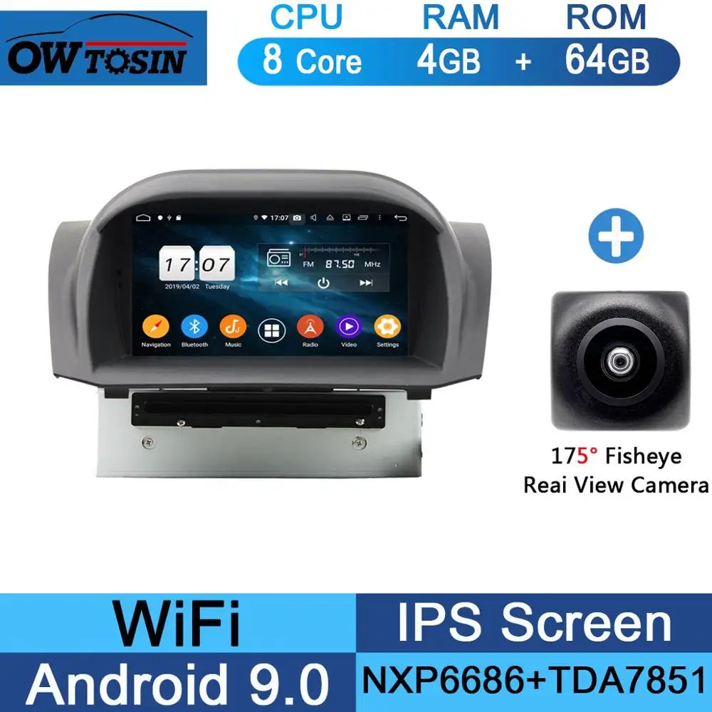 " ips Octa 8 Core 4G ram+ 64G rom Android 9,0 автомобильный dvd-радио GPS для Ford Fiesta 2011- DSP CarPlay Parrot BT стерео Adas - Цвет: 64G Fisheye Camera